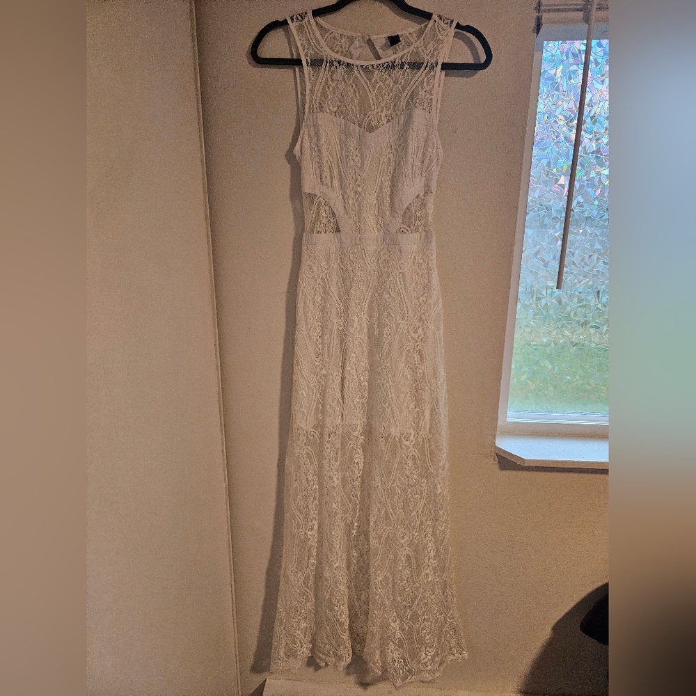 White floral lace gown